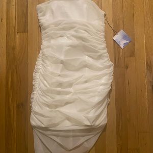 BRAND NEW WITH TAGS Asymmetrical White Strapless Dress (perfect for brides!)